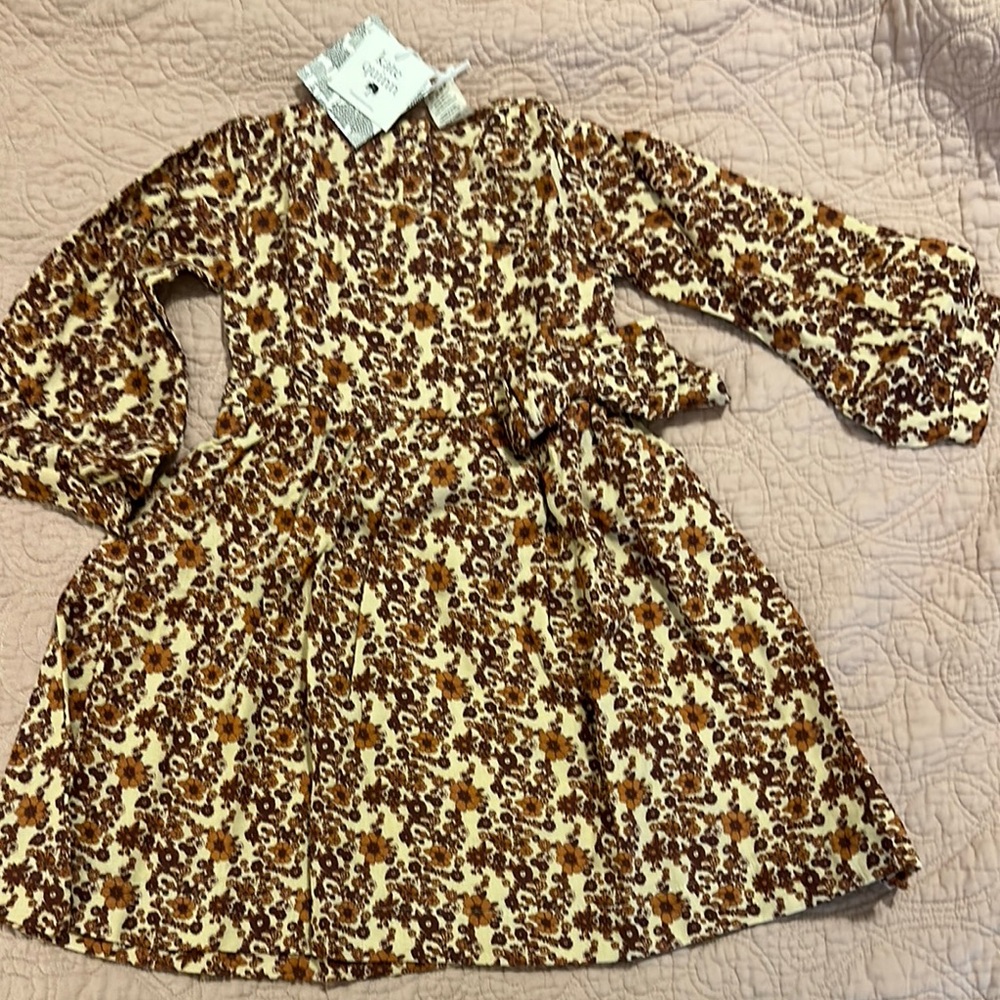 Kate Quinn Brown and Cream Casual Sundress with Bishop Sleeves